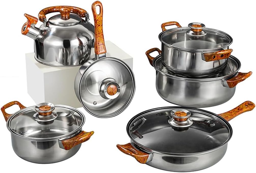 キッチンツールを備えた14ピースのセラミックノンスティック調理器具